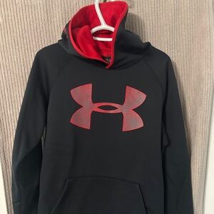 Under Armour Men’s Black Pullover Hoodie with Red Logo